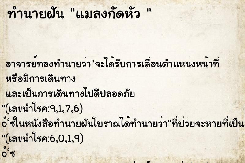 ทำนายฝัน แมลงกัดหัว 